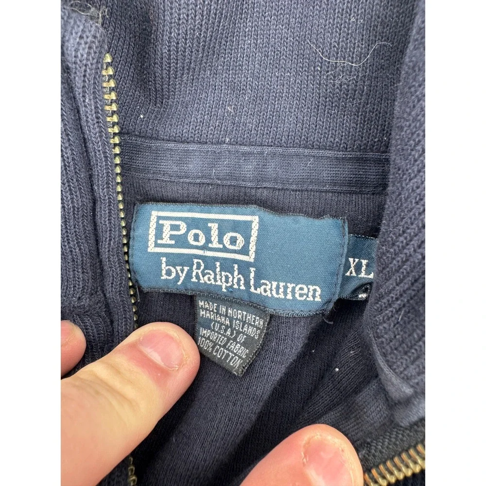 Polo Ralph Lauren Mens Sweater Quarter Zip XL Pullover Navy‎ Blue Red Pony Logo